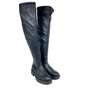 Franco Sarto Women's Fera Faux Leather Over the Knee Boots Black Size 5.5M WC‎